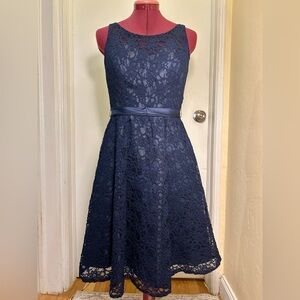Navy Lace Dress w/ Sweetheart Underlay